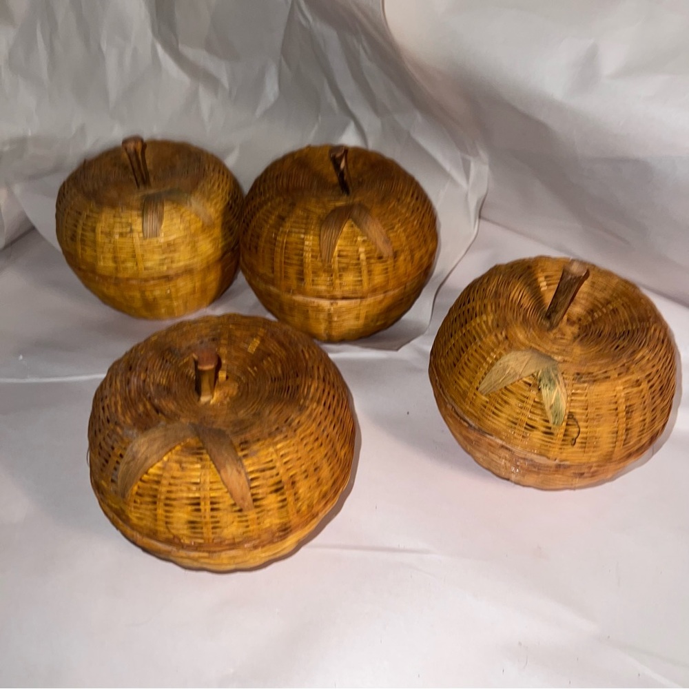 Four Wicker Apple Baskets Small